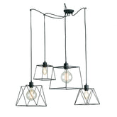 SOSPENSIONE BROOKLYN POLIGONALE NERA 4XE27 250CM