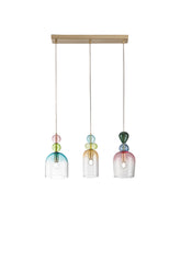 SOSPENSIONE GAUDI TRE PENDENTI IN VETRO 3XE14 62X16X185,5CM