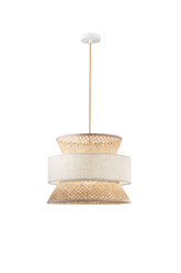 SOSPENSIONE GAZEBO BEIGE RATTAN NATURALE+BEIGE 1XE27 D40X200CM