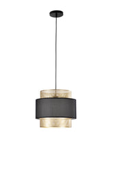 SOSPENSIONE LOUNGE SINGOLO PENDENTE ORO E NERO IN METALLO 1XE27 D35X200CM