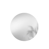 SPECCHIO TONDO DIAM.70CM FASCIA PELLE BORDO SABBIATO ILLUMINATO FRONTALE LED CCT CORNICE NERA ARGENTO SENZA RAME 4MM STRUTTURA PVC PELLICOLA ANTIDEFLAGRANTE