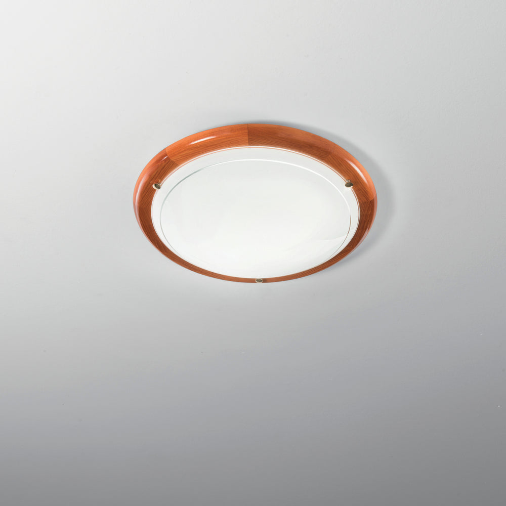 PLAFONIERA 1010 BIANCA CON LEGNO 2XE27 40X40X9,5CM