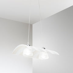 SOSPENSIONE ZEBRATA BIANCA 2XE27 50X33X120CM
