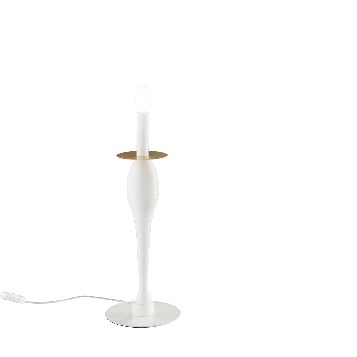 "Lampada da tavolo ARMSTRONG in metallo bianco con dettagli in oro satinato"