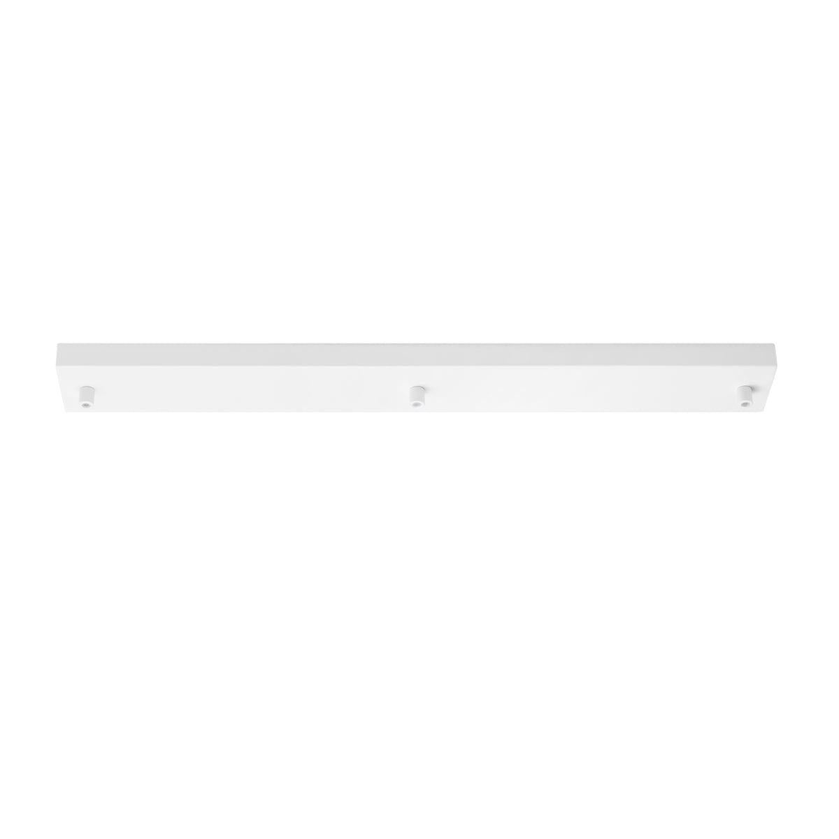 "Rosone rettangolare per sospensione PIREX a tre luci in metallo bianco 65x8 cm."