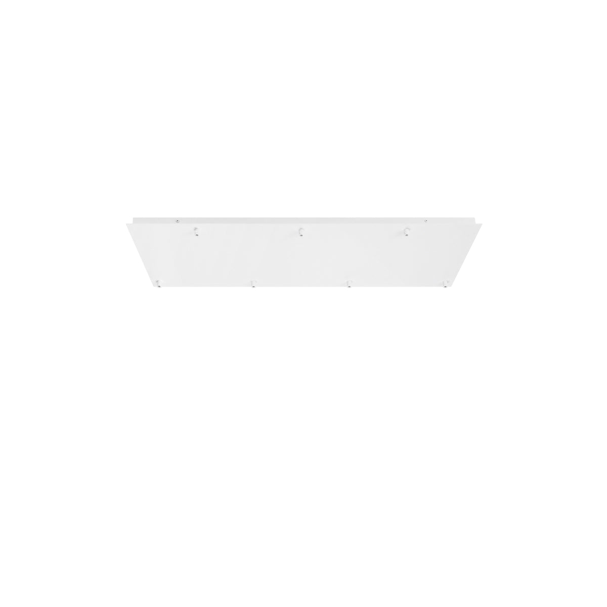 "Rosone rettangolare per sospensione PIREX a sette luci in metallo bianco 87x28 cm."
