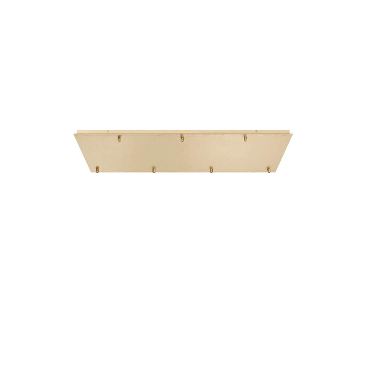 "Rosone rettangolare per sospensione PIREX a sette luci in metallo oro 87x28 cm."