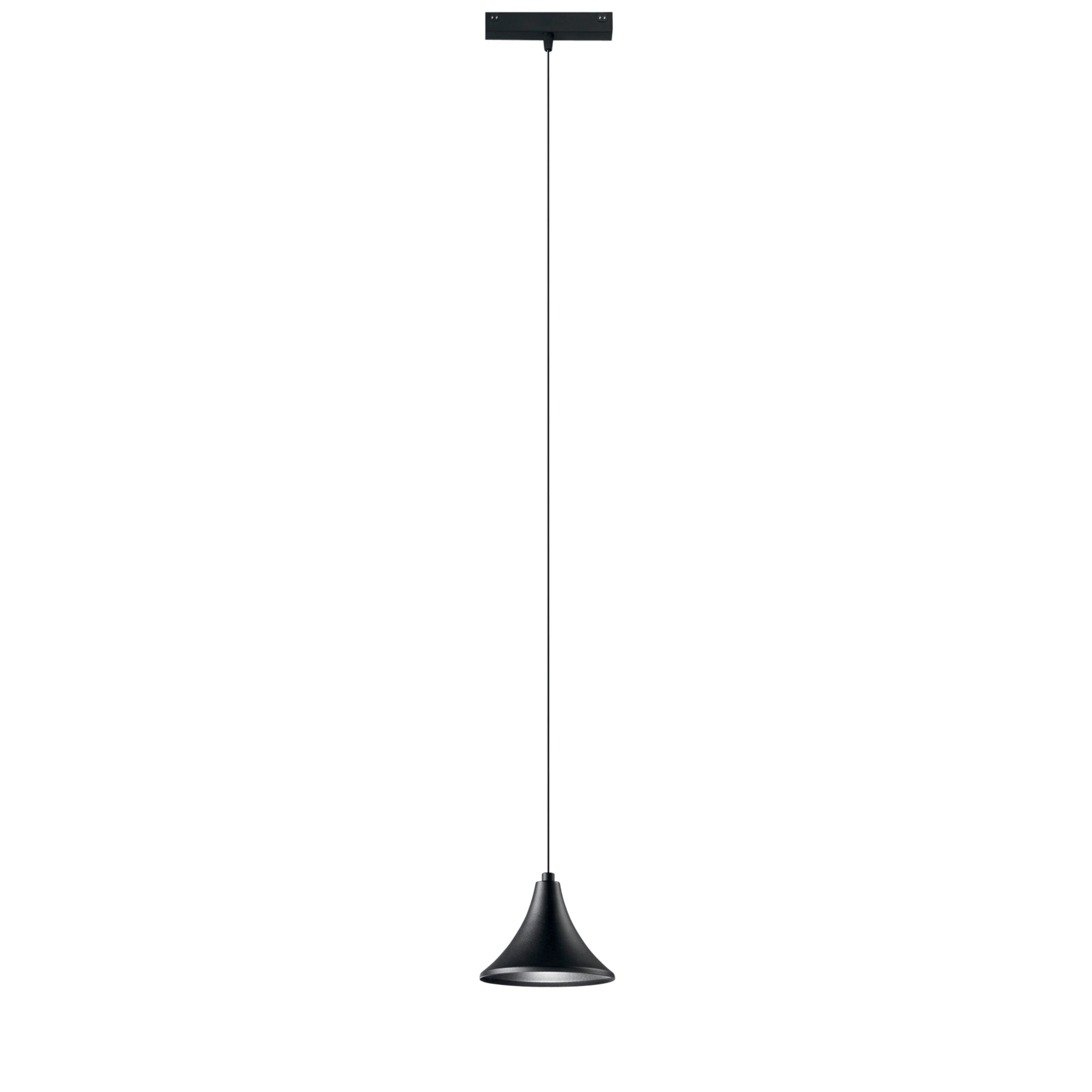 "Sospensione binario DAVINCI 48V in alluminio nero 8W luce calda"
