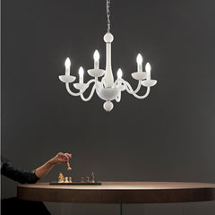 LAMPADARIO ALFIERE BIANCO/CROMO 6XE14 74X178CM