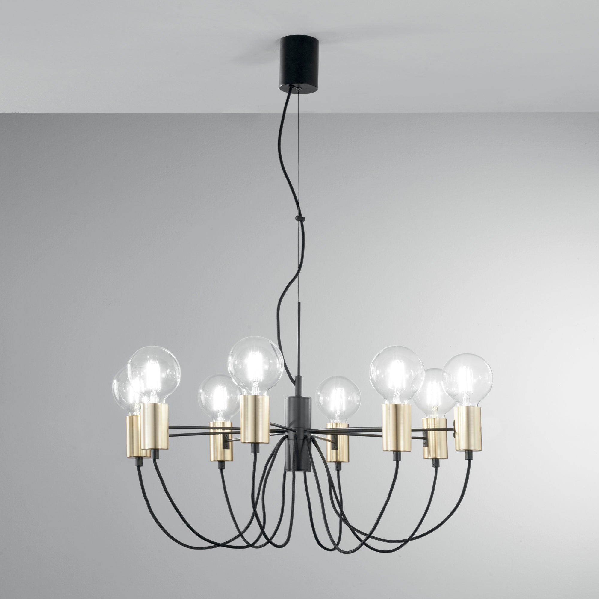 SOSPENSIONE AXON NERA/ORO 8XE27 66X7,5X143CM