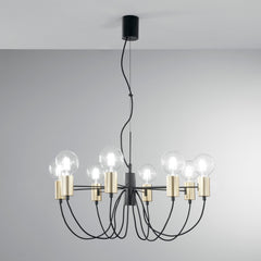 SOSPENSIONE AXON NERA/ORO 8XE27 66X7,5X143CM