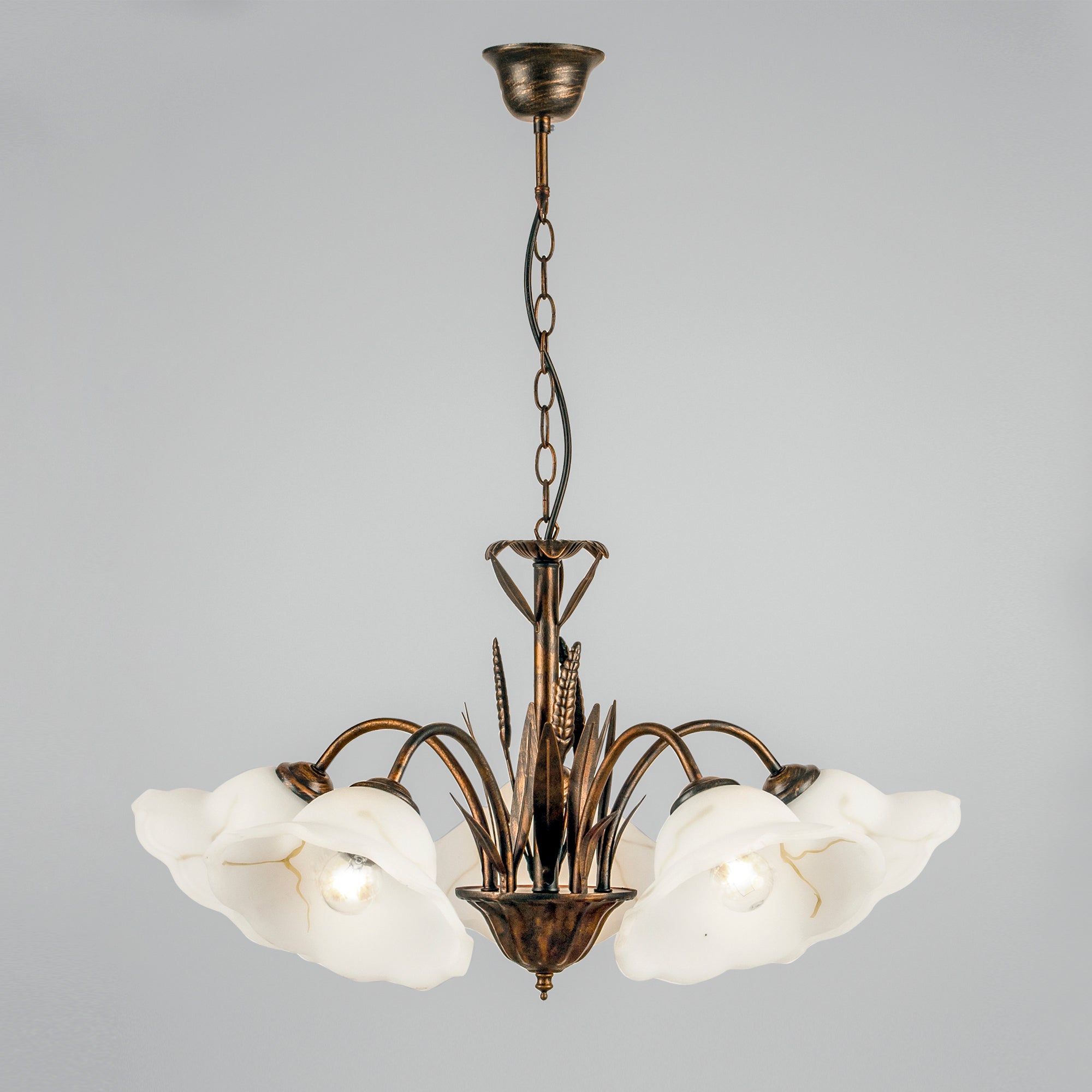 LAMPADARIO BYRON RUGGINE 5XE27 64X100CM
