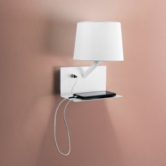 APPLIQUE CIAK BIANCA CON USB 2A USB 2A 1XE27 23X22,5X31CM