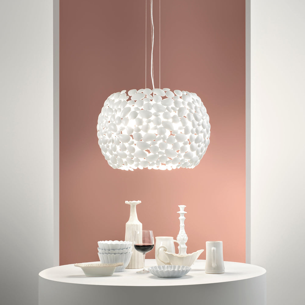 SOSPENSIONE DIONISO BIANCA 5XE27 65X65X147CM