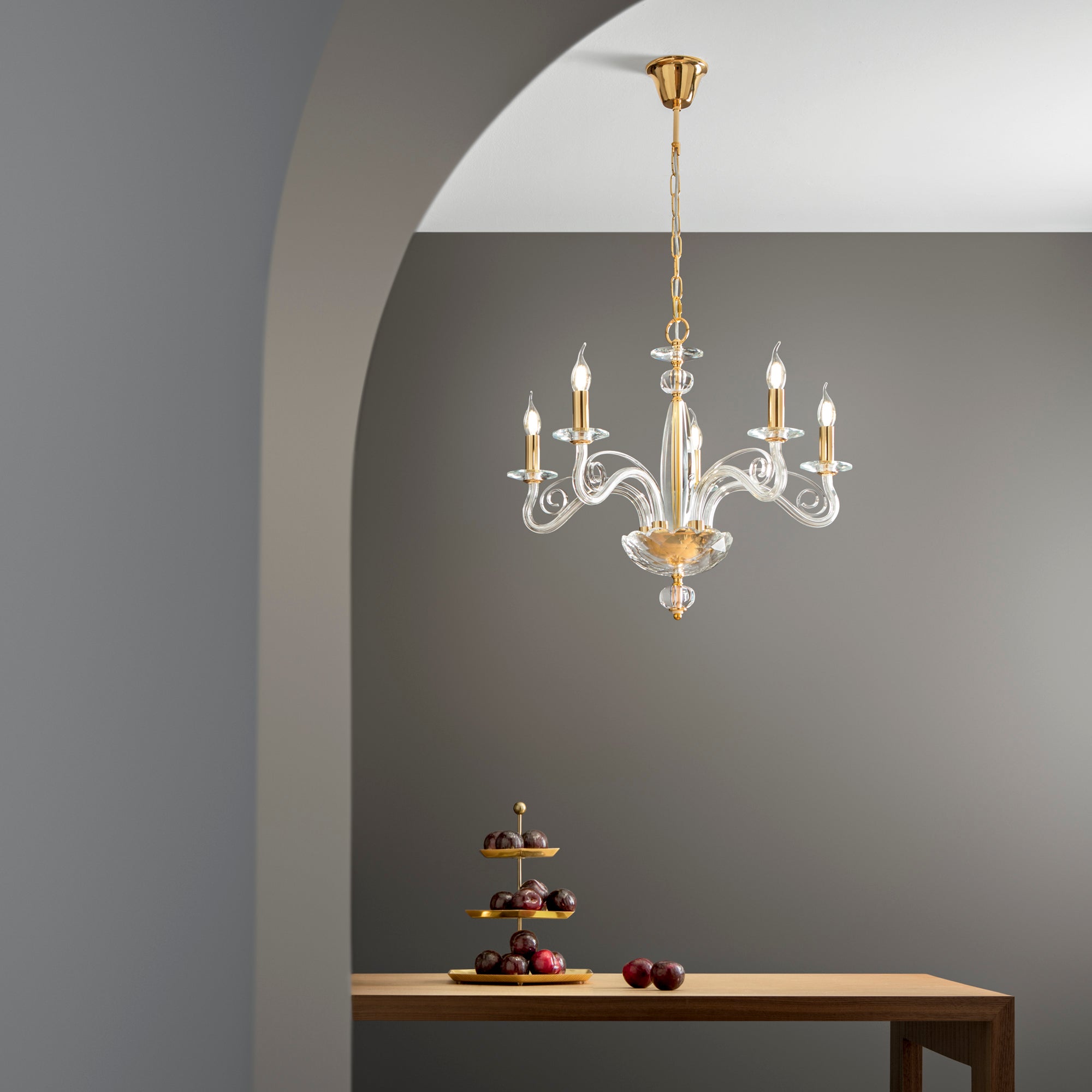 LAMPADARIO EPOQUE ORO 5XE14 65X140CM