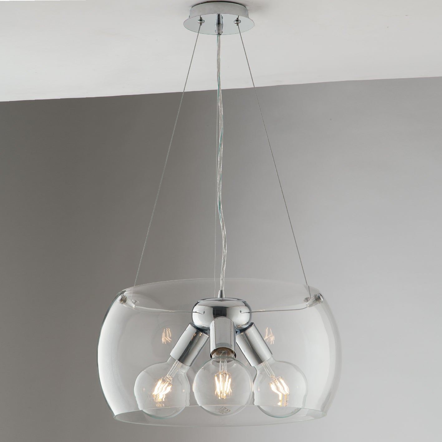 SOSPENSIONE EQUATORE TRASPARENTE 3XE27 40X40X120CM