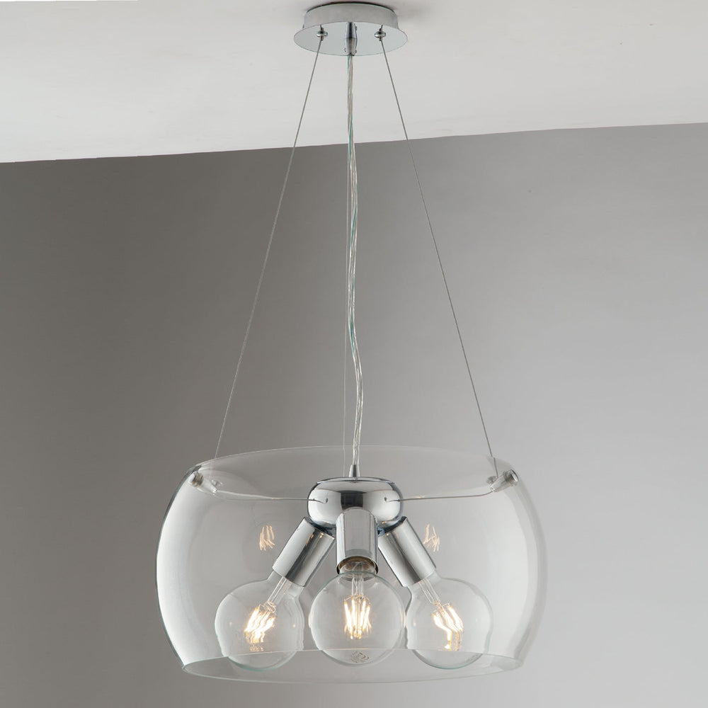 SOSPENSIONE EQUATORE TRASPARENTE 3XE27 40X40X120CM
