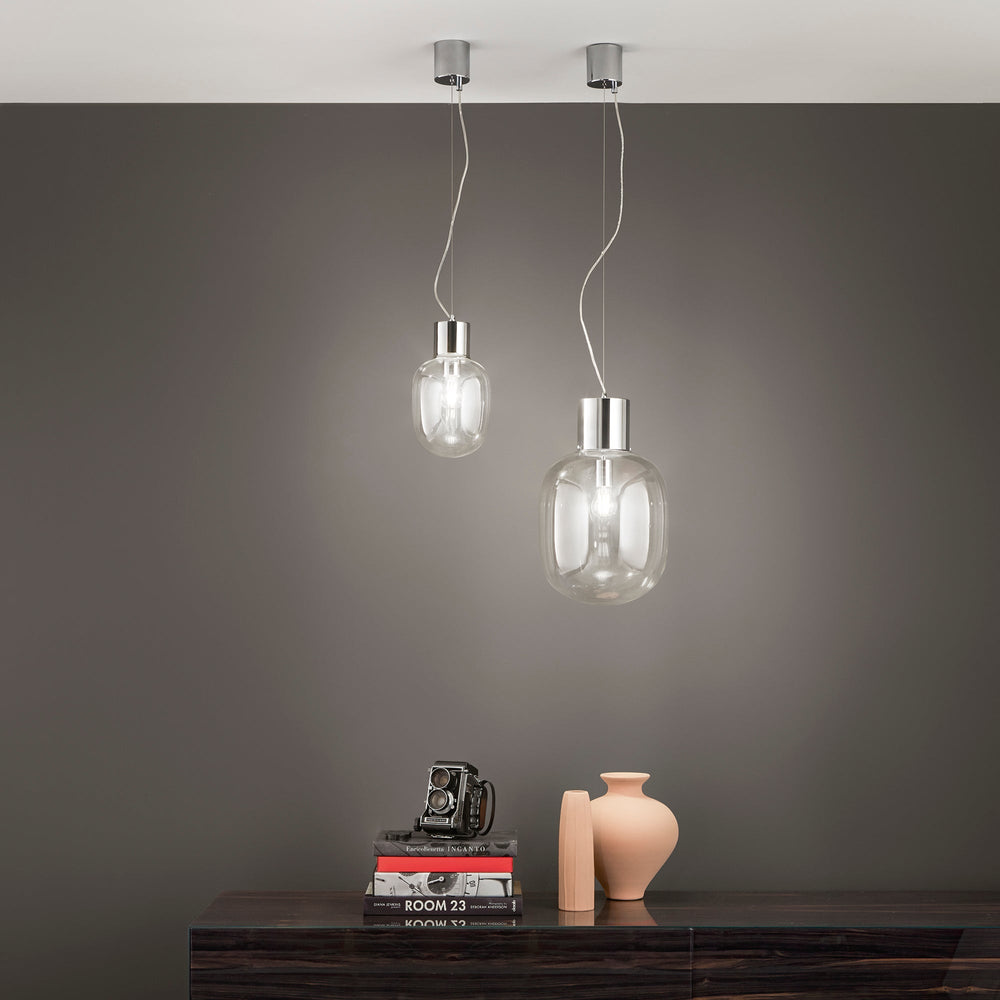 SOSPENSIONE FELLINI CROMO 1XE27 30X163CM