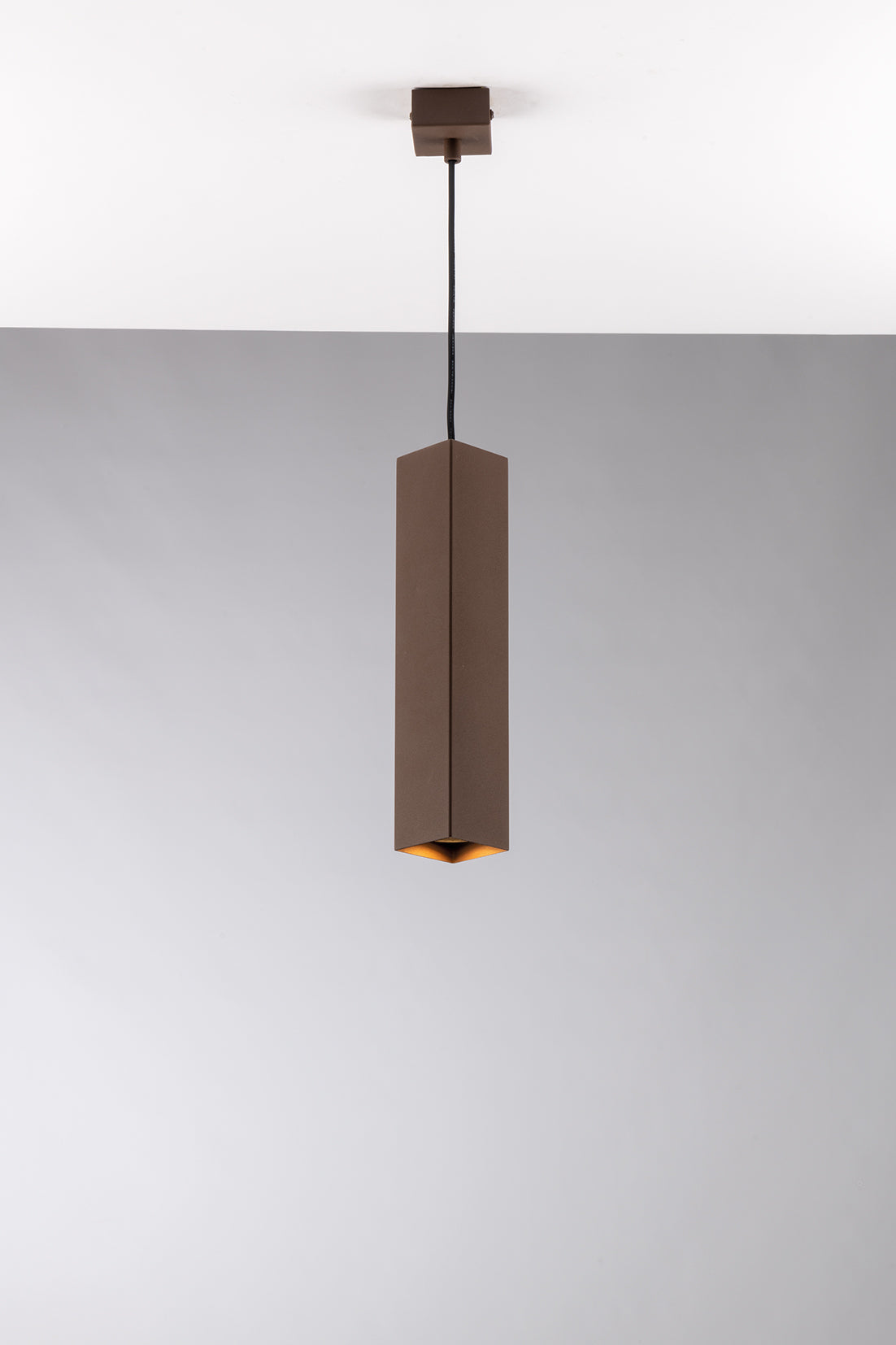 SOSPENSIONE FLUKE QUADRATA CORTEN 1XGU10 6X6X30CM