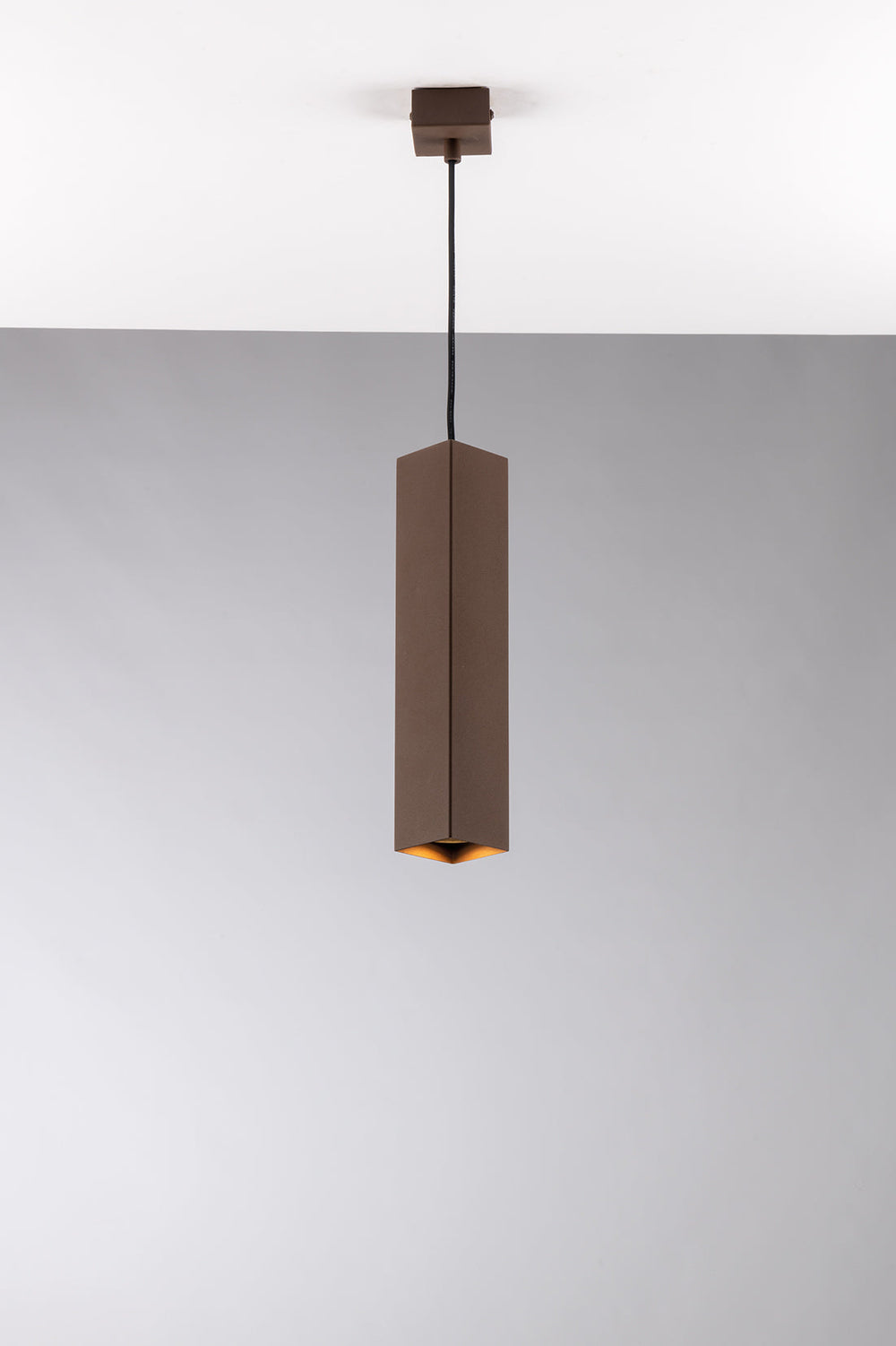 SOSPENSIONE FLUKE QUADRATA CORTEN 1XGU10 6X6X30CM