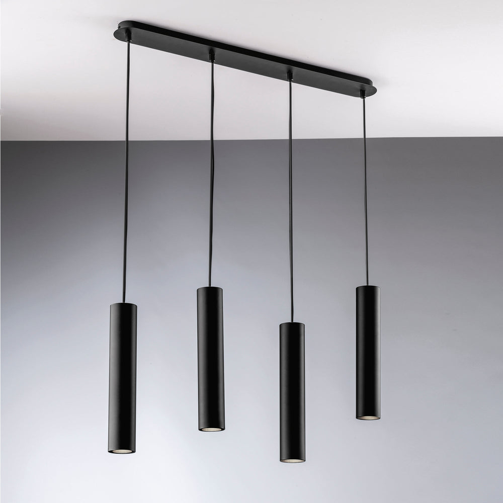 SOSPENSIONE FLUKE TONDA NERA 4XGU10 68X7X200CM