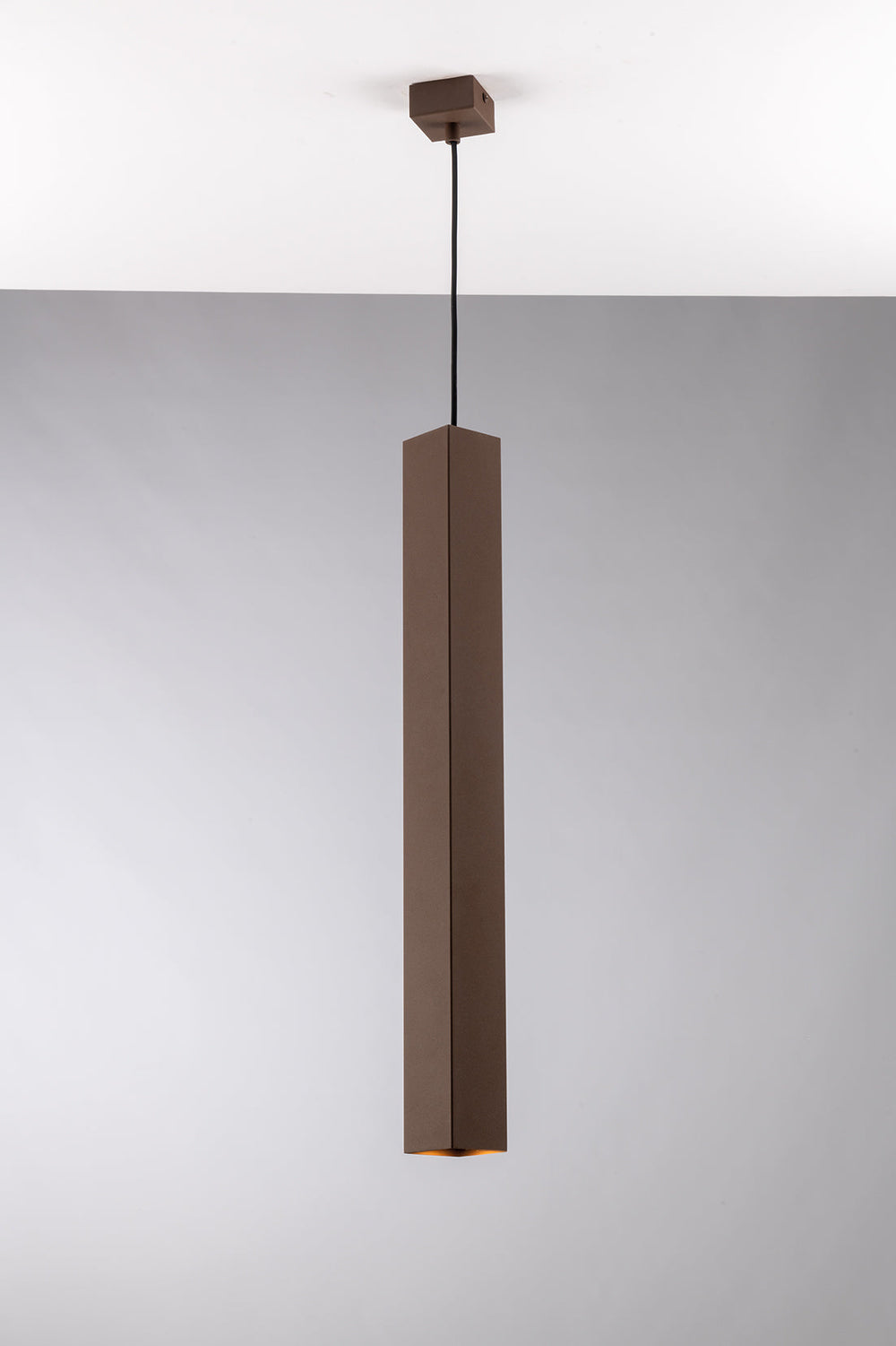 SOSPENSIONE FLUKE QUADRATA CORTEN 1XGU10 6X6X60CM