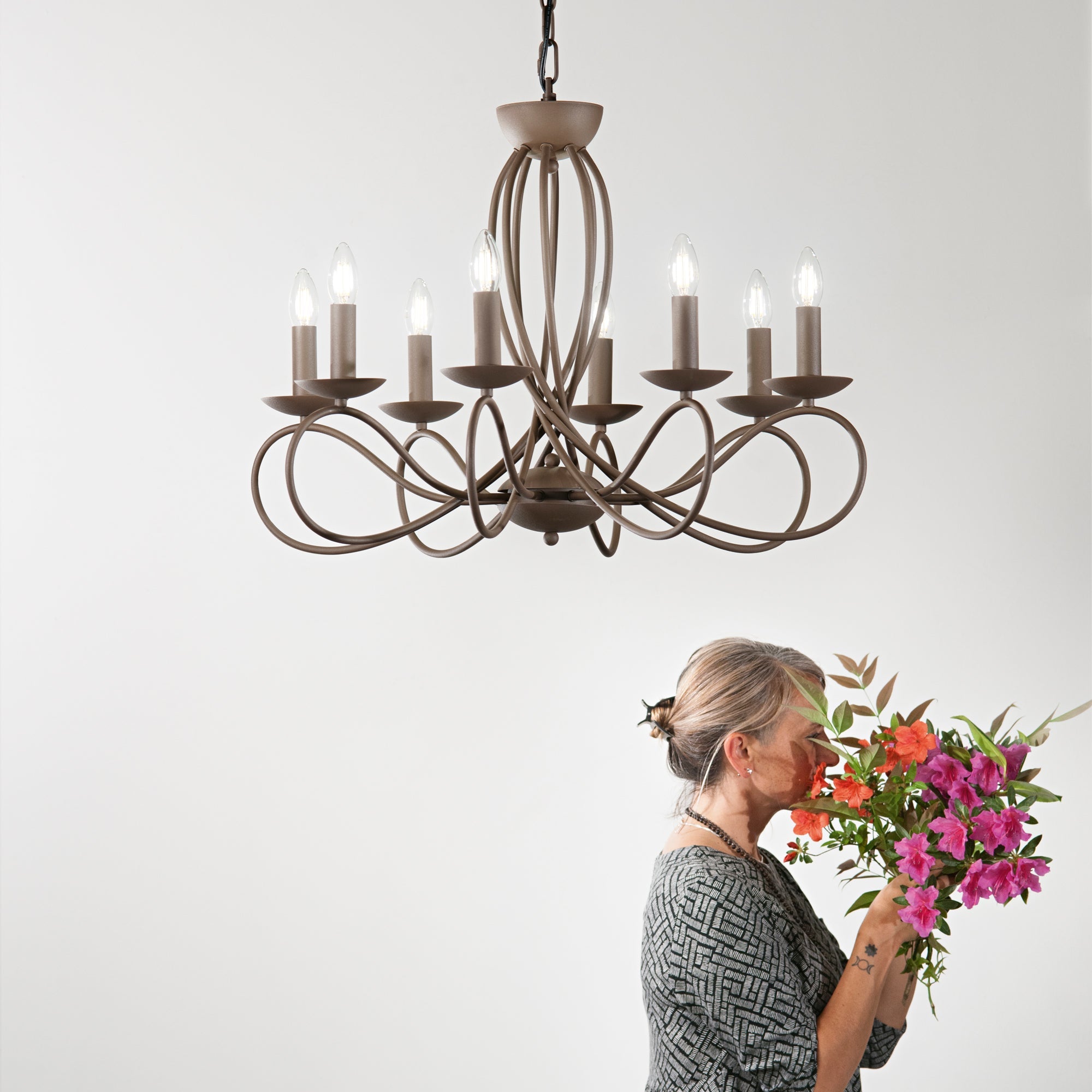 LAMPADARIO GINEVRA CORTEN 8XE14 70X120CM