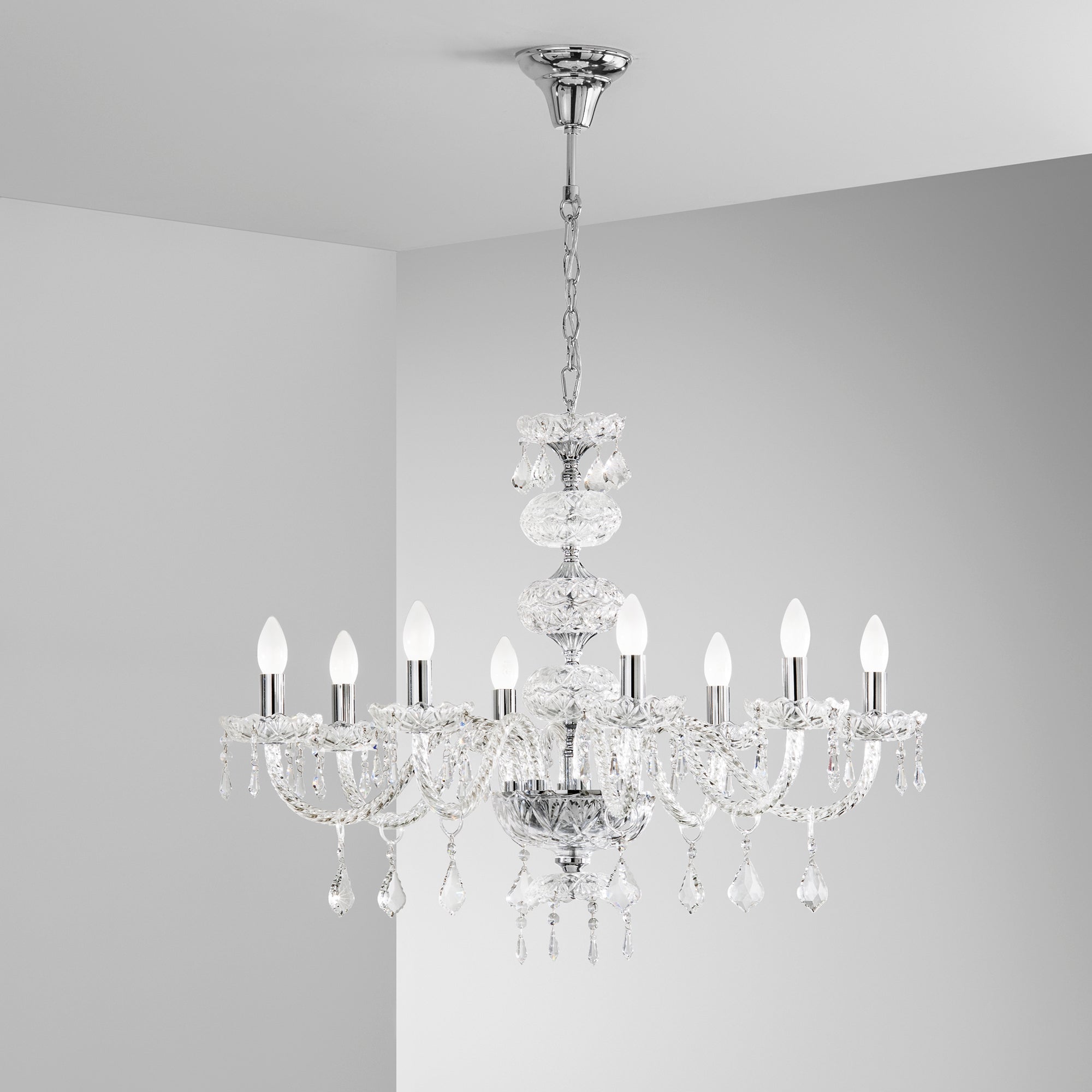 LAMPADARIO INCANTO CROMO 8XE14 83X154CM