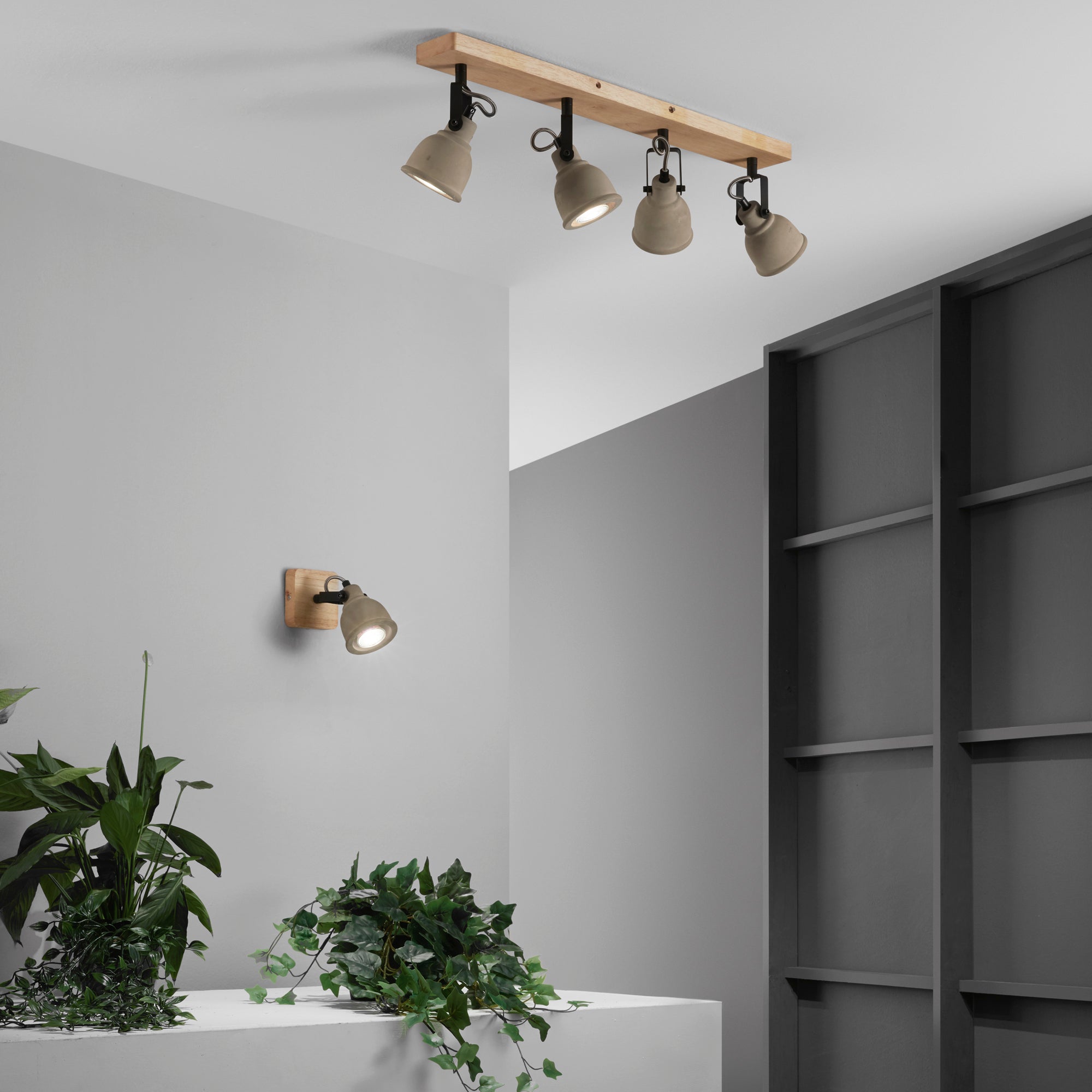 APPLIQUE KISA GRIGIA/LEGNO 4XGU10 70X8X15,9CM