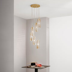 SOSPENSIONE MAGIC ORO/AMBRA 6XE27 35X35X150CM