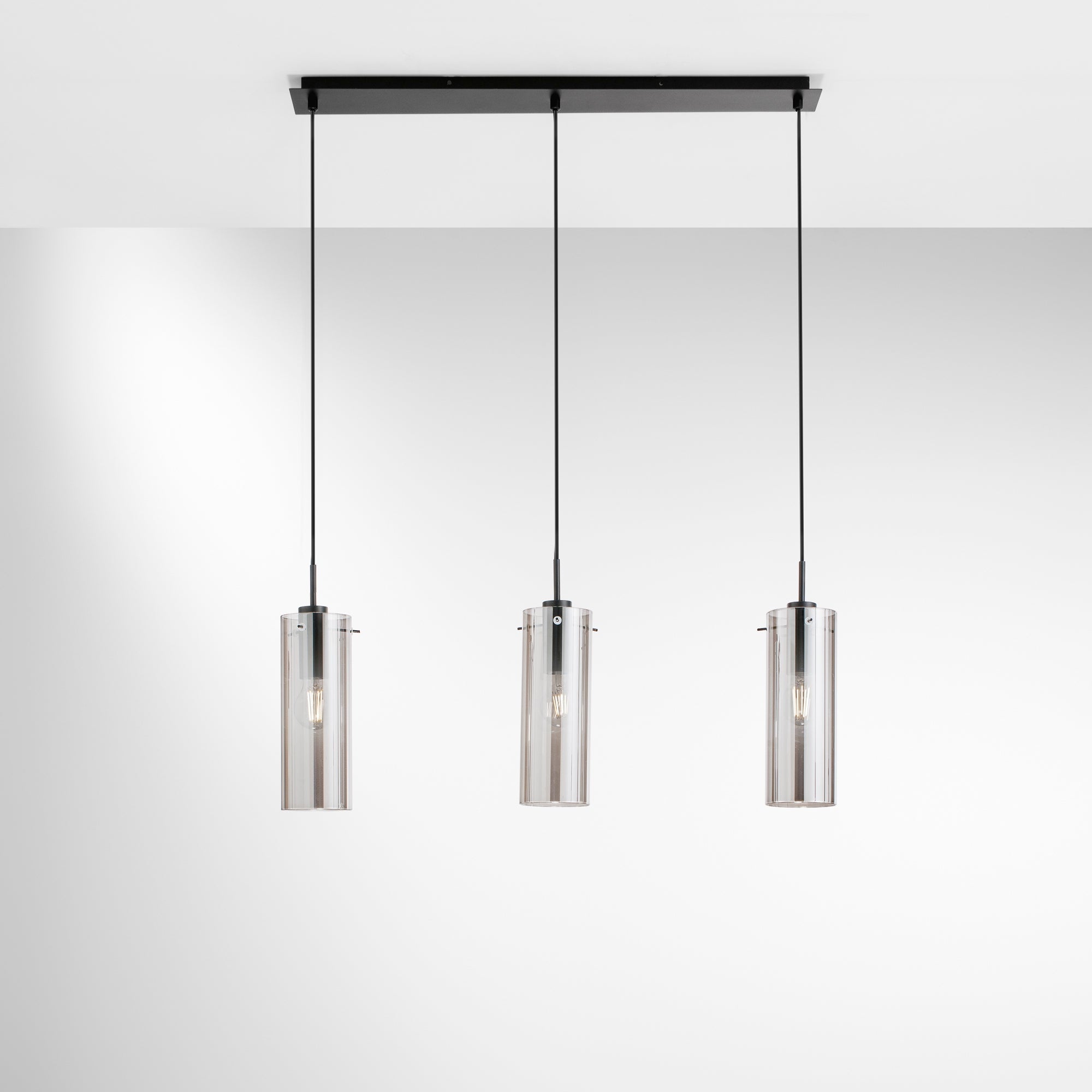 SOSPENSIONE MAGIC NERA/FUME' 3XE27 79X10X150CM