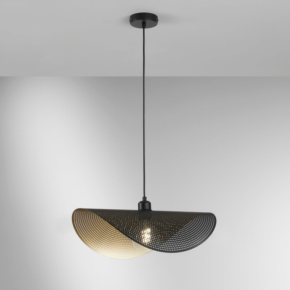 SOSPENSIONE RHEI-DOT NERA/ORO 1XE27 50X30X150CM