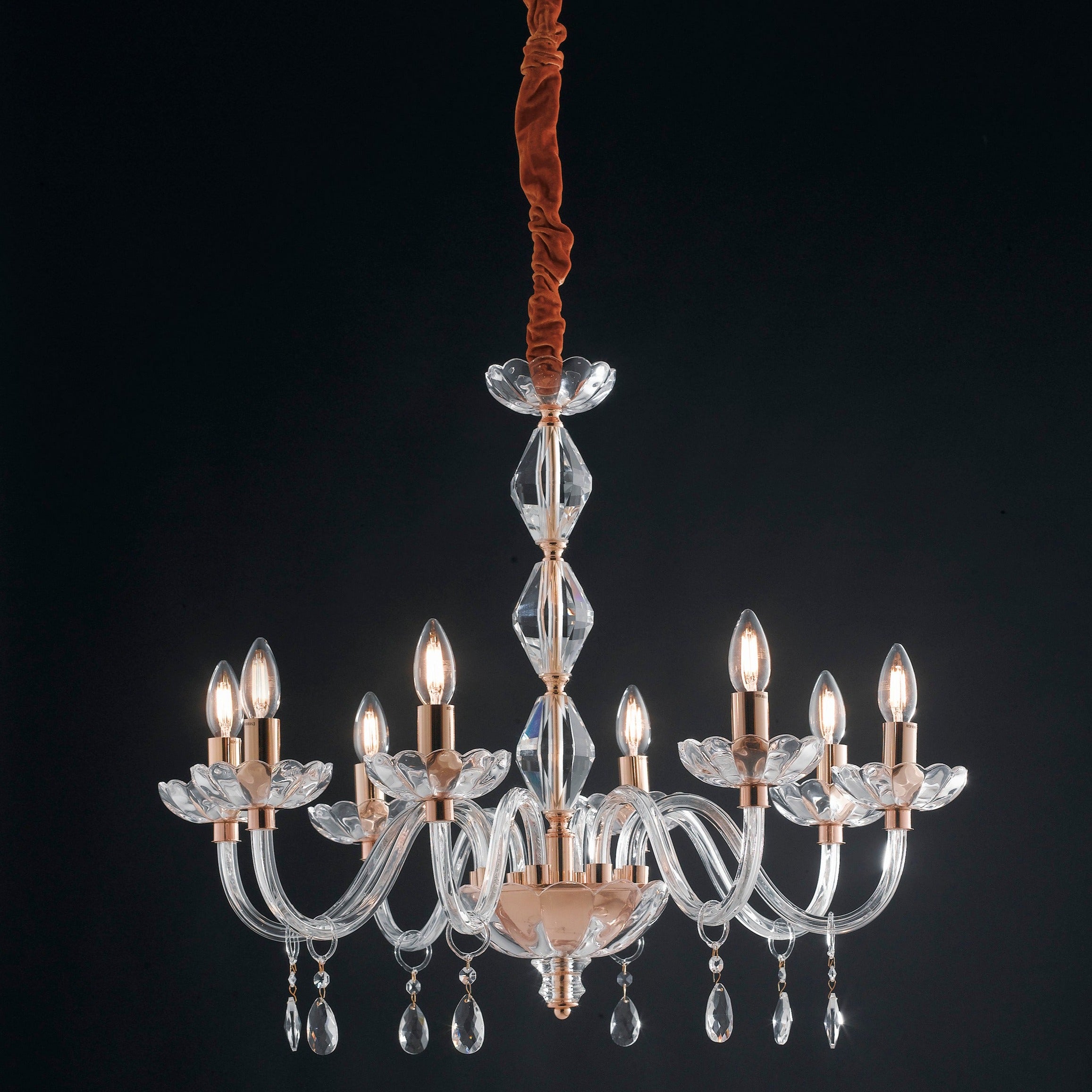 LAMPADARIO RIFLESSO ORO 8XE14 83X190CM