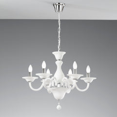 LAMPADARIO SOFFIO BIANCO/CROMO 6XE14 66X120CM