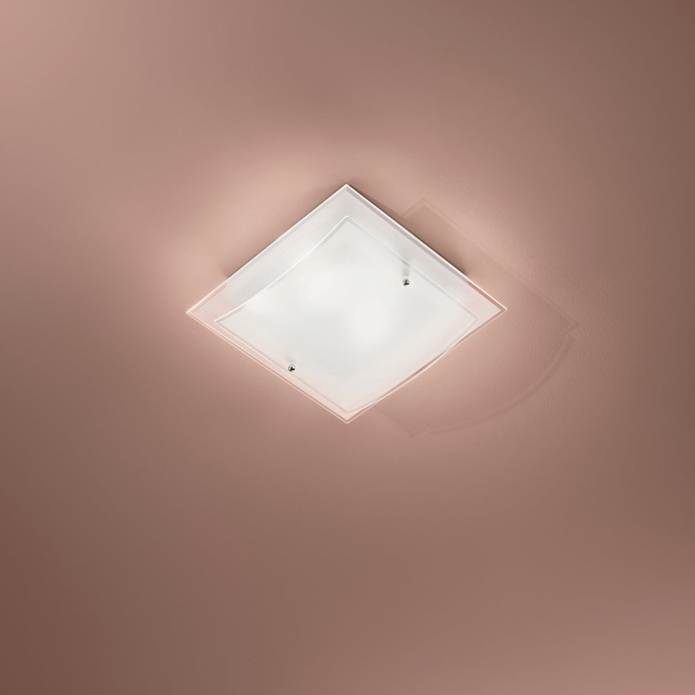 PLAFONIERA DRITTA/CURVA BIANCA 2XE27 40X11,3X40CM