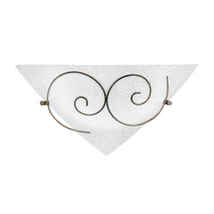 "Applique RICCIOLO in vetro bianco con decoro in metallo ruggine 40x19 cm"