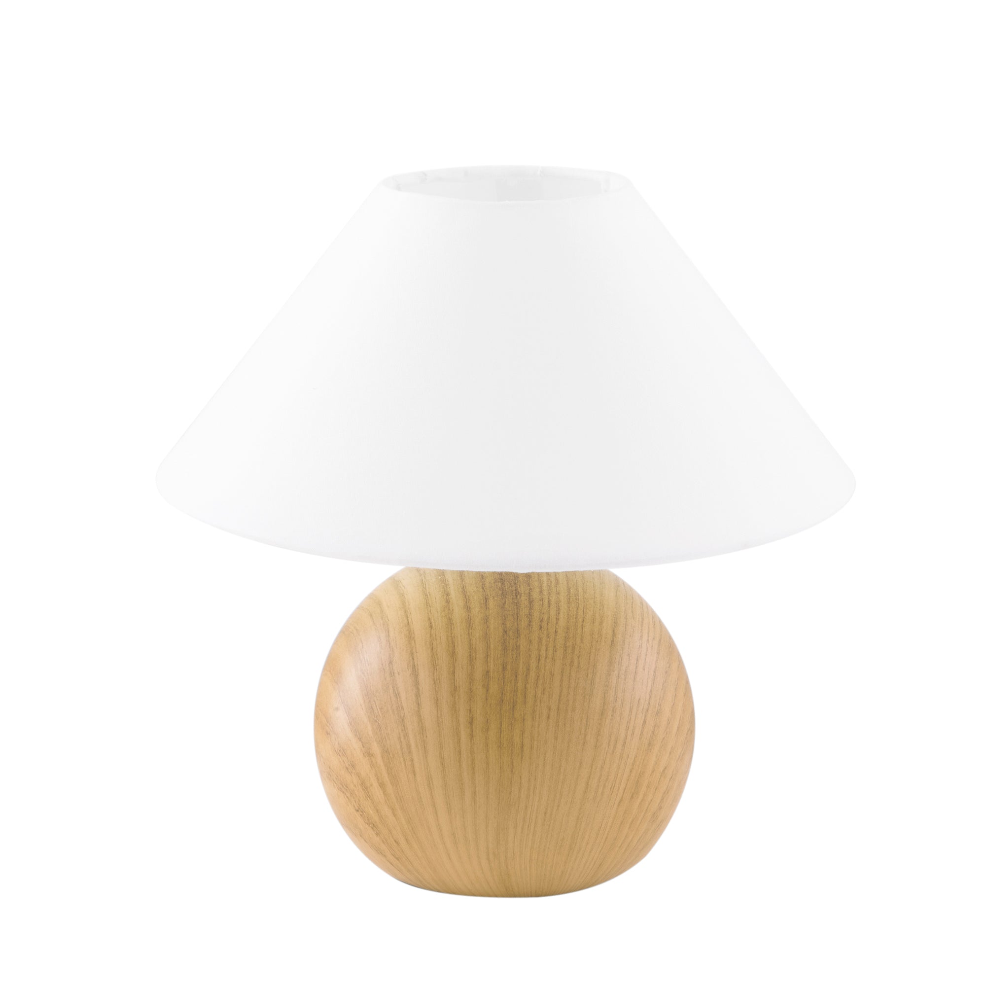 "Lampada da tavolo PINO in ceramica effetto legno chiaro e paralume in tessuto"