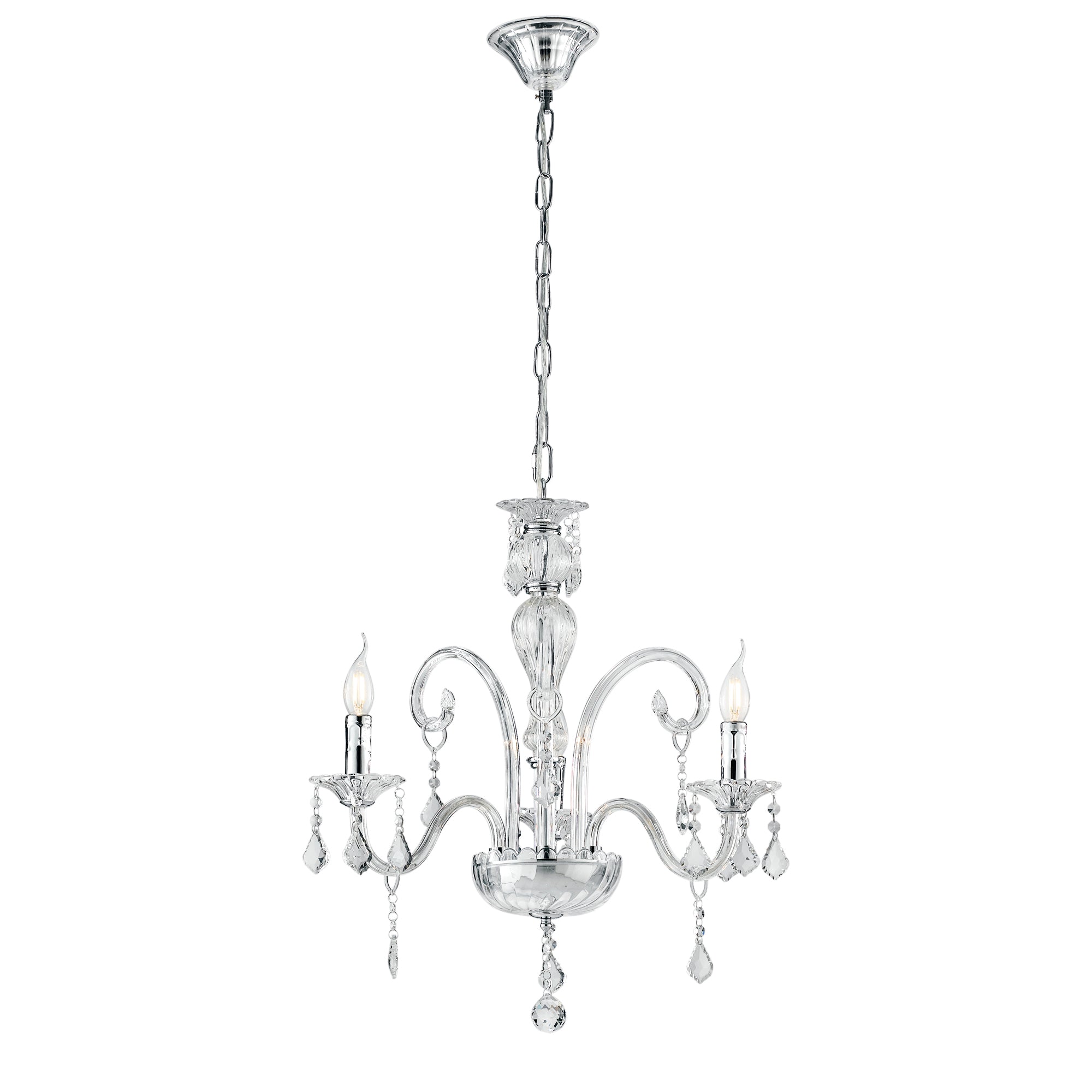 LAMPADARIO CRISTALLO TRASPARENTE 3XE14 66X135CM
