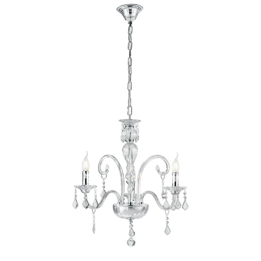LAMPADARIO CRISTALLO TRASPARENTE 3XE14 66X135CM