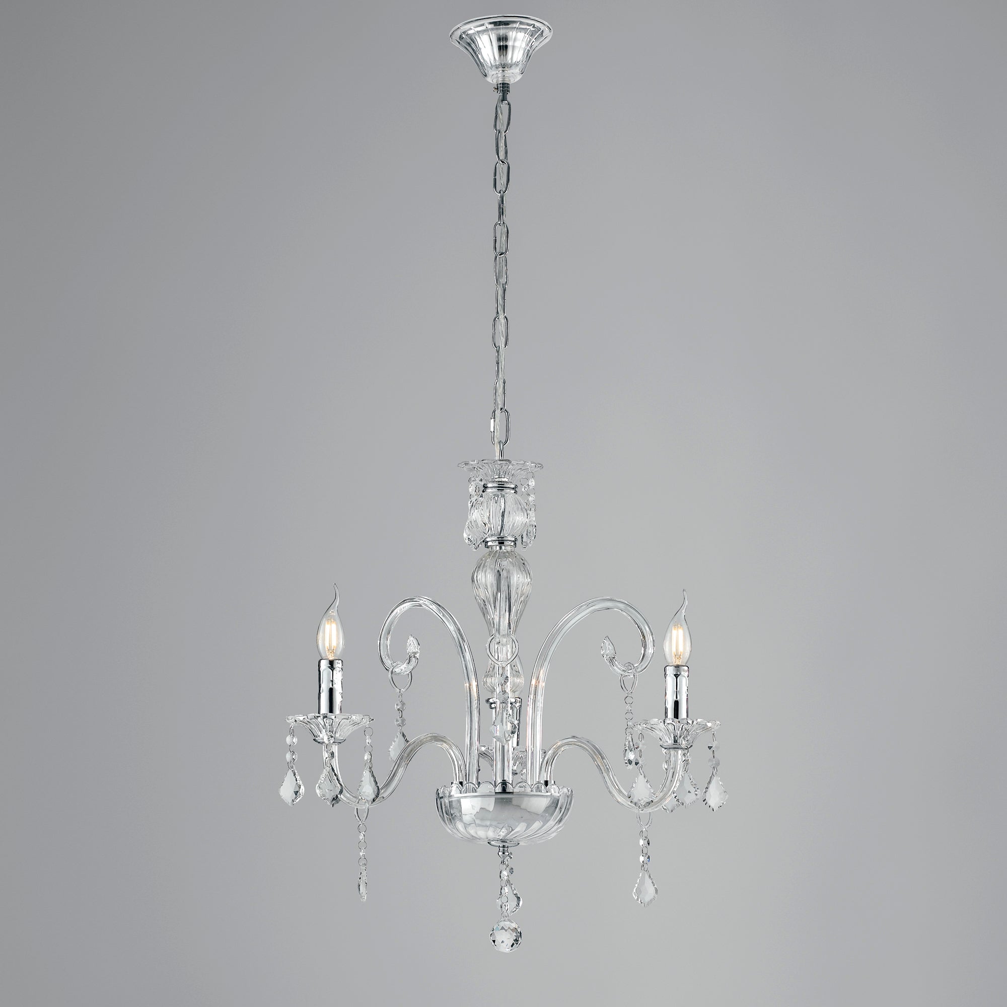 LAMPADARIO CRISTALLO TRASPARENTE 3XE14 66X135CM