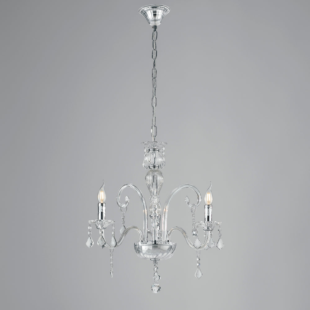 LAMPADARIO CRISTALLO TRASPARENTE 3XE14 66X135CM