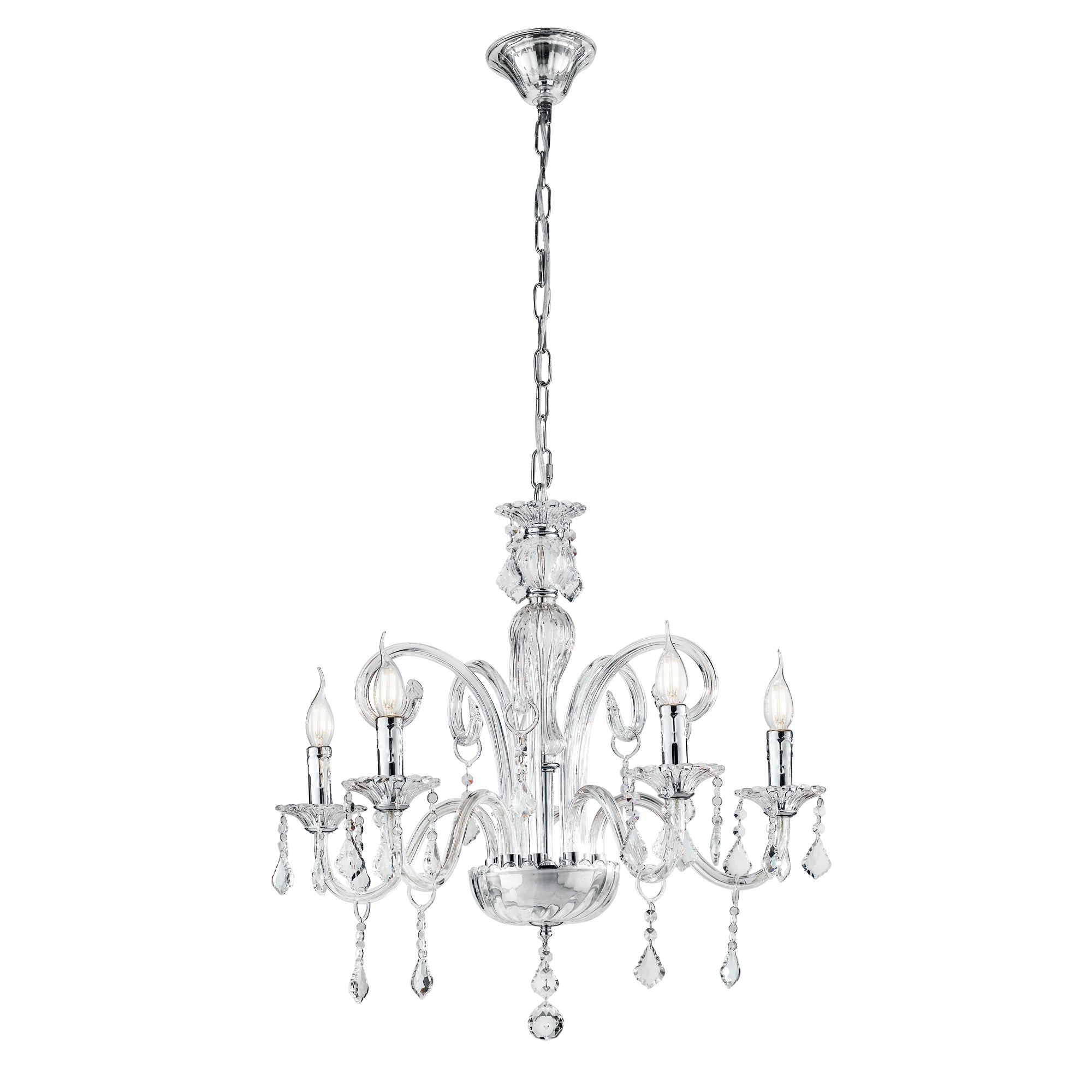 LAMPADARIO CRISTALLO TRASPARENTE 5XE14 66X135CM