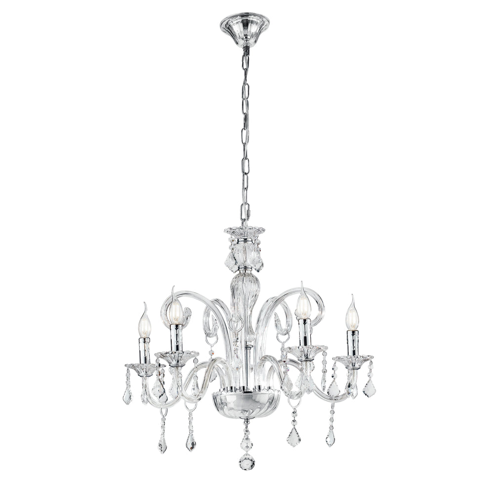 LAMPADARIO CRISTALLO TRASPARENTE 5XE14 66X135CM