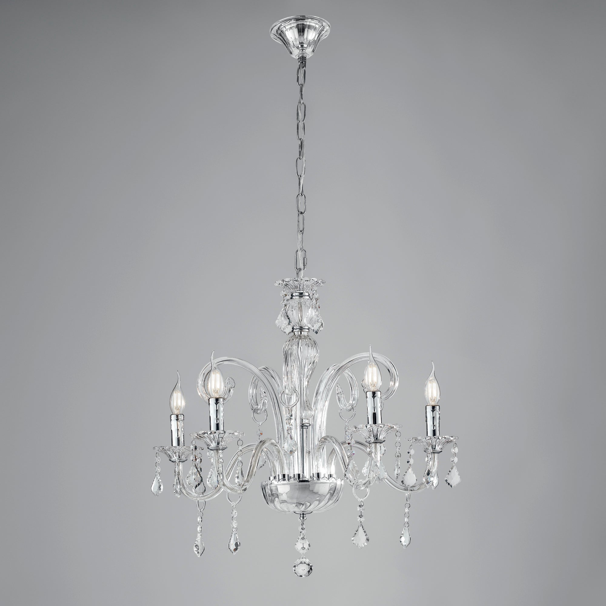 LAMPADARIO CRISTALLO TRASPARENTE 5XE14 66X135CM