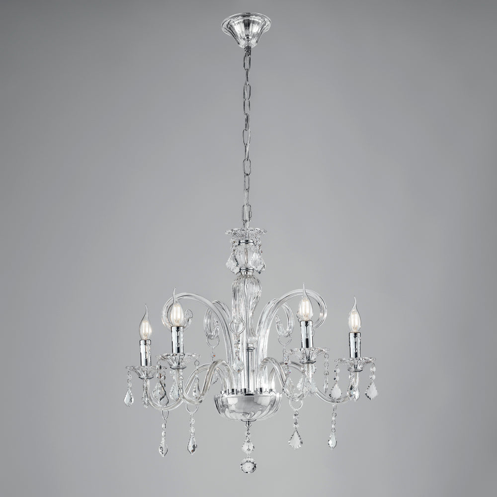 LAMPADARIO CRISTALLO TRASPARENTE 5XE14 66X135CM