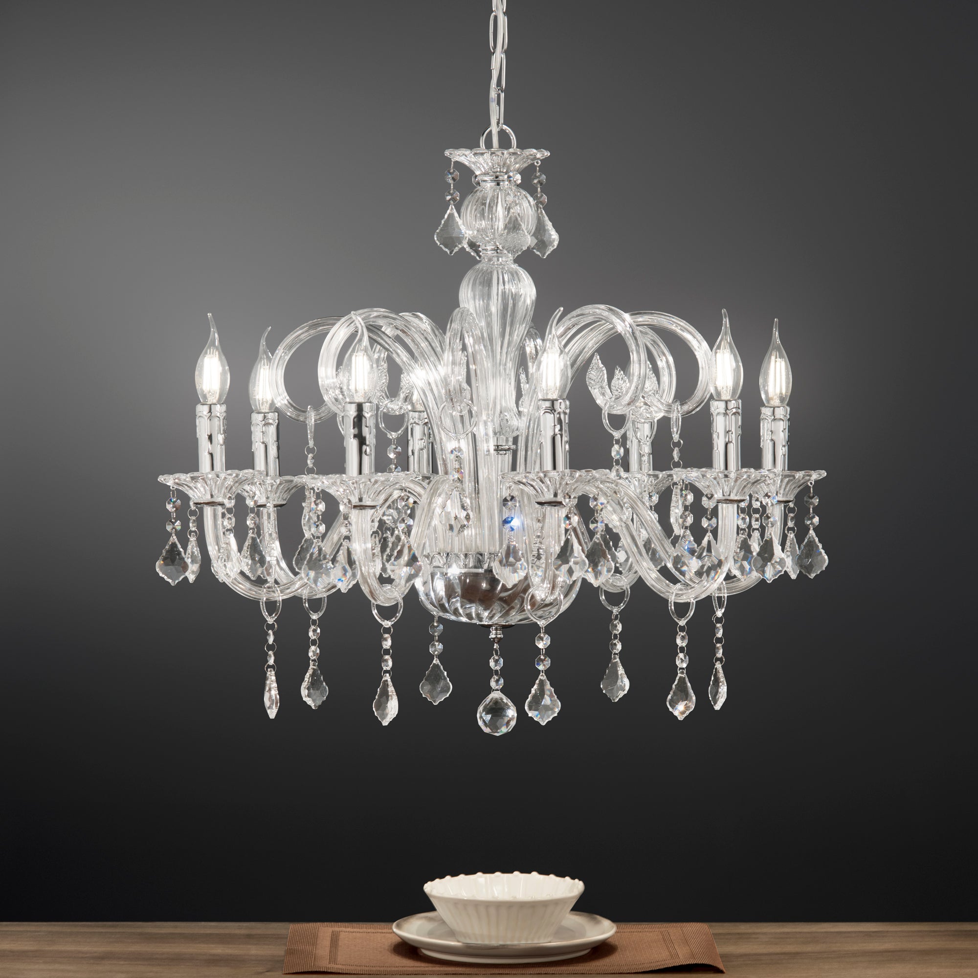 LAMPADARIO CRISTALLO TRASPARENTE 8XE14 70X135CM