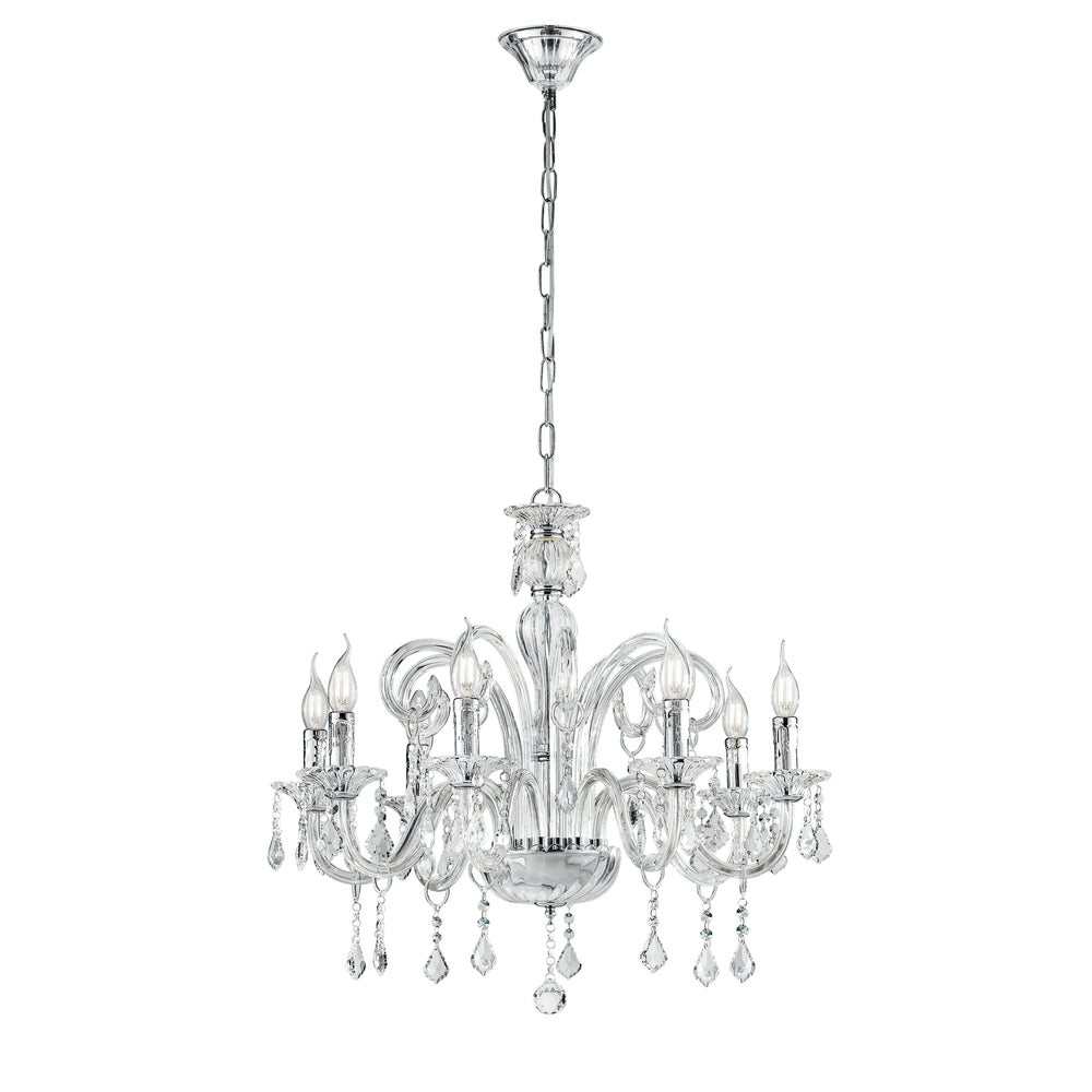 LAMPADARIO CRISTALLO TRASPARENTE 8XE14 70X135CM