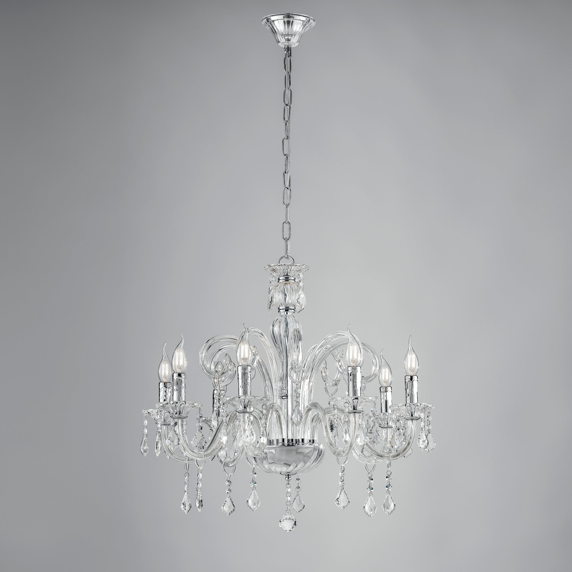 LAMPADARIO CRISTALLO TRASPARENTE 8XE14 70X135CM