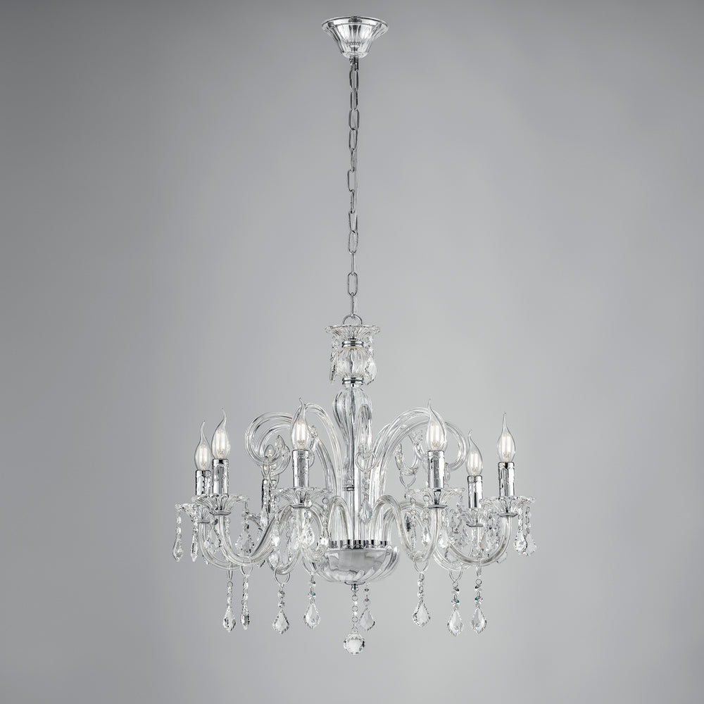 LAMPADARIO CRISTALLO TRASPARENTE 8XE14 70X135CM