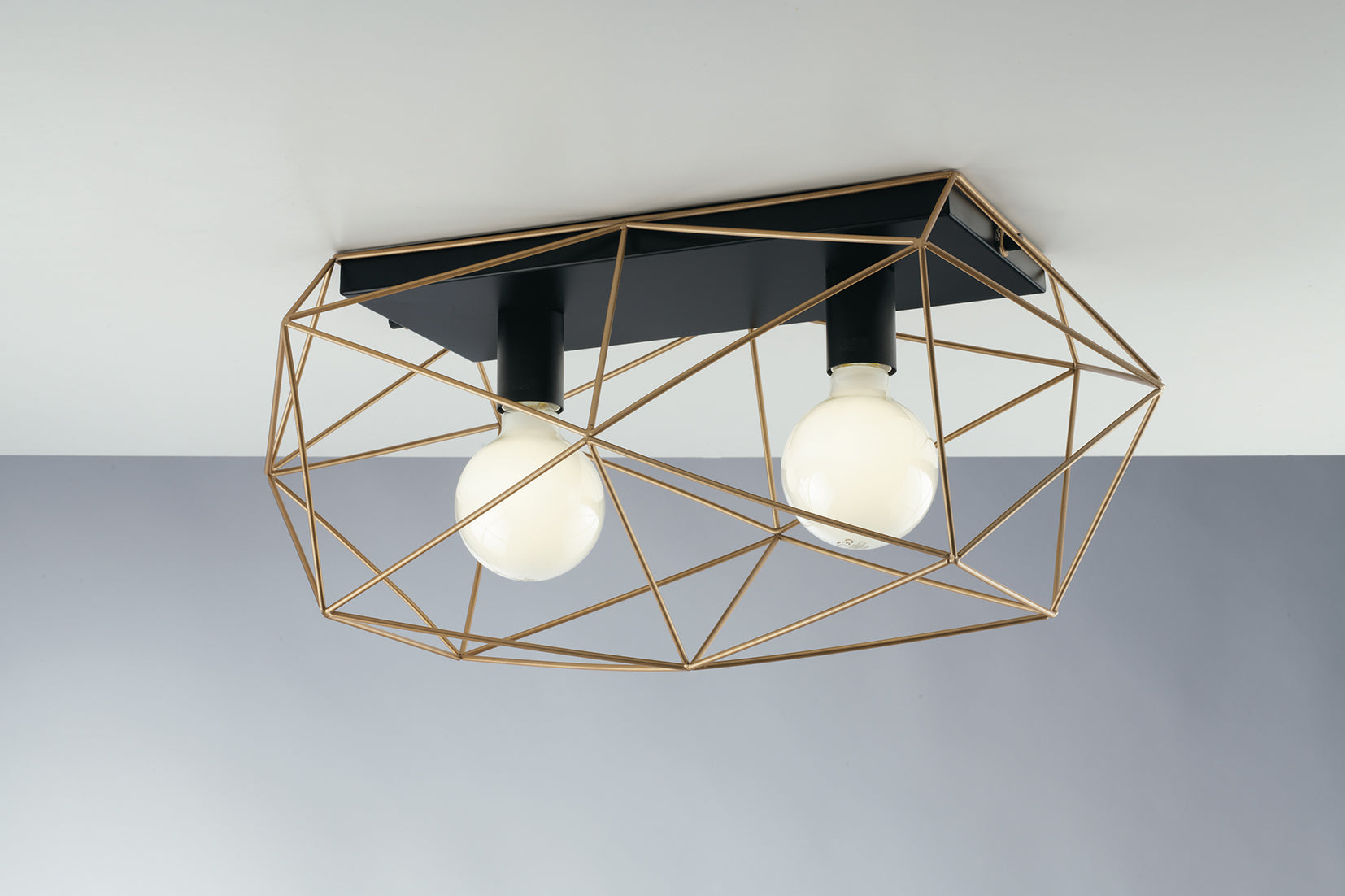 PLAFONIERA ABRAXAS NERA/ORO 2XE27 40X18,5X26,5CM